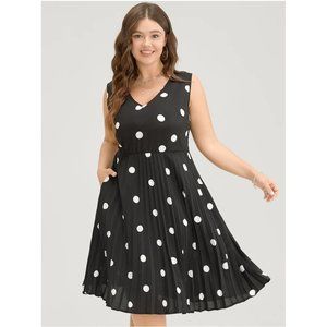 BloomChic Black and White Polka Dot Midi Dress